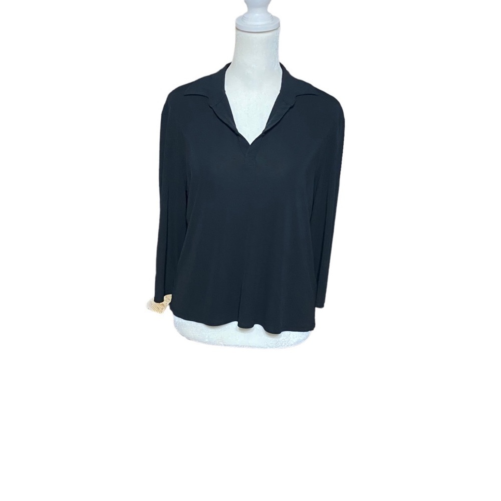 Lauren Ralph Lauren petite black collar blouse size petite large